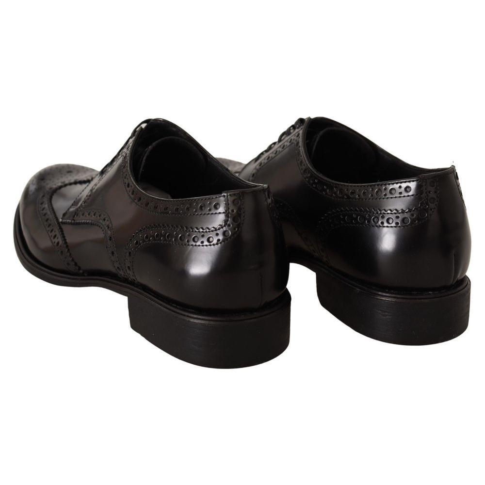 Dolce & Gabbana Black Leather Formal DO-1075-EU42.5/US9.5