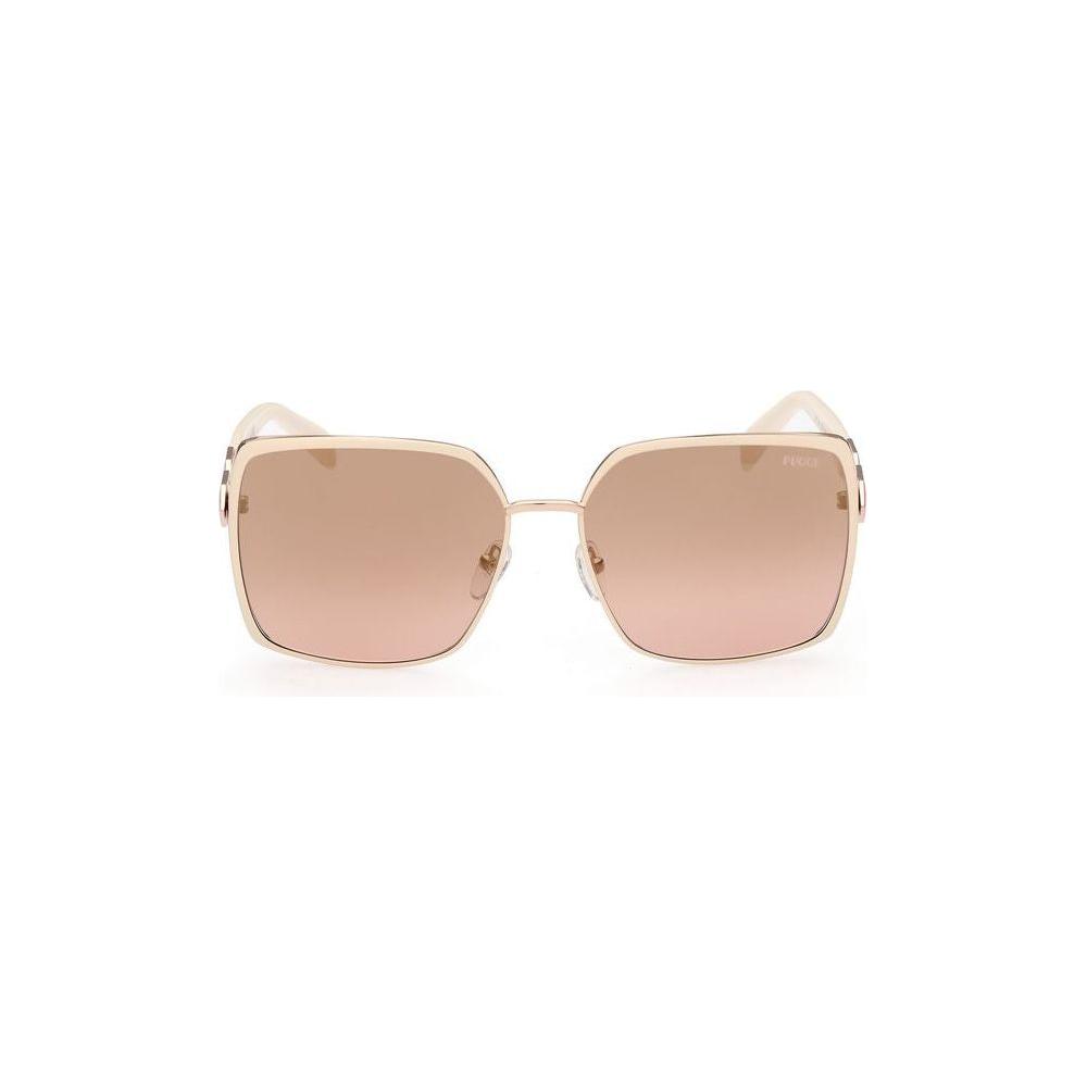 Emilio Pucci white metal sunglasses with brown mirror lenses, model EP0169-6024G, size 60/16/140mm, for women