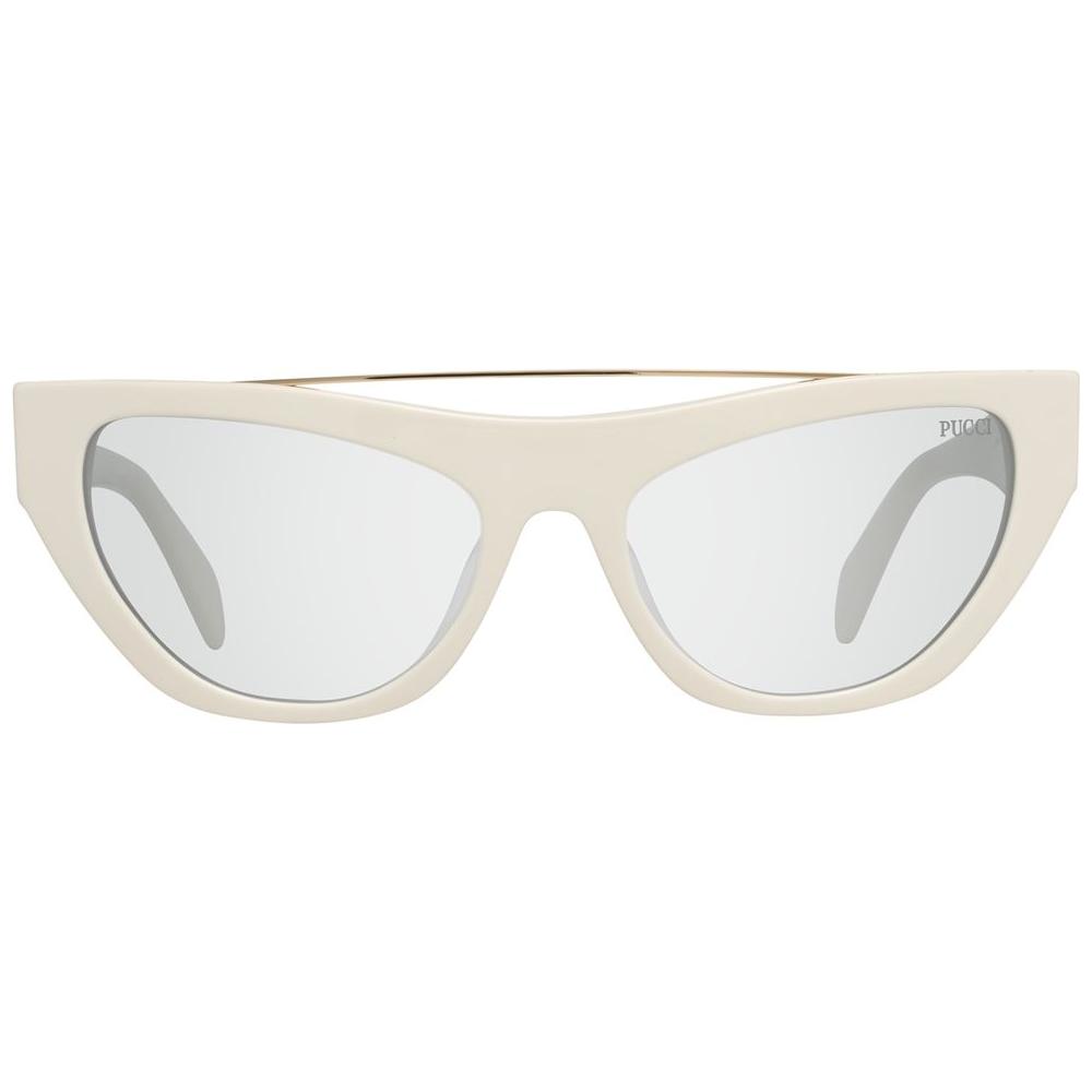 Emilio Pucci white metal sunglasses, EP0111-5521A, 55/18/145mm, UVA UVB protection, stylish eyewear for women.