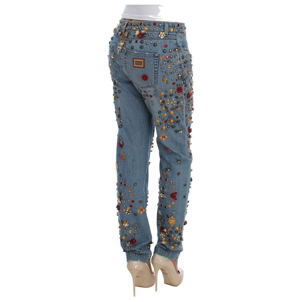 Dolce & Gabbana Crystal Roses Heart Embellished Jeans SIG19327-1