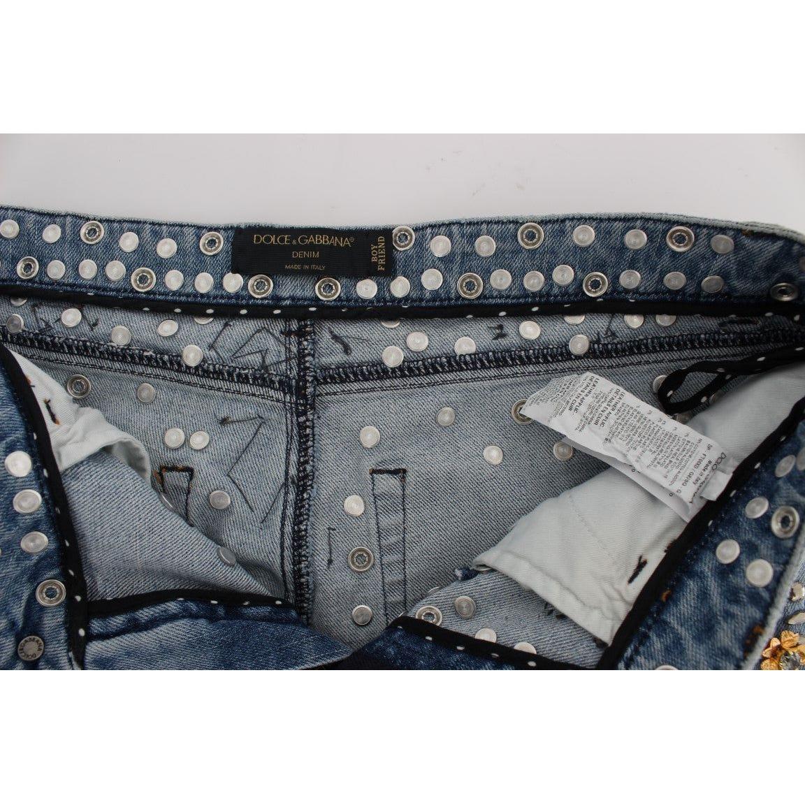 Dolce & Gabbana Crystal Roses Heart Embellished Jeans SIG19327-1