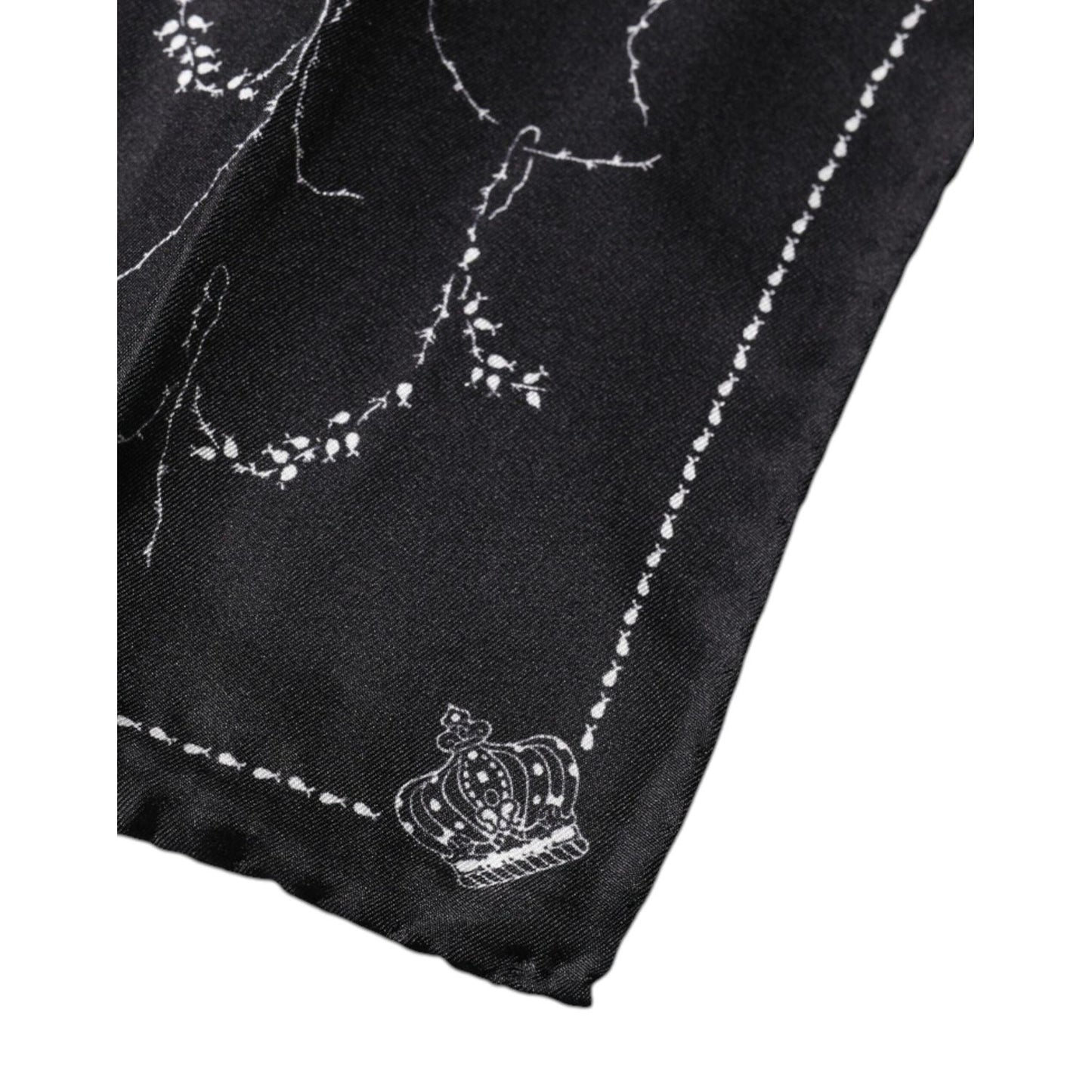 Dolce & Gabbana Black Patterned Silk Handkerchief Scarf