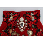 Dolce & Gabbana Red Silk Crystal Roses Shorts SIG20119-3
