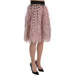 Dolce & Gabbana Pink Gold Fringe Metallic Pencil A-line Skirt SKI1178-42