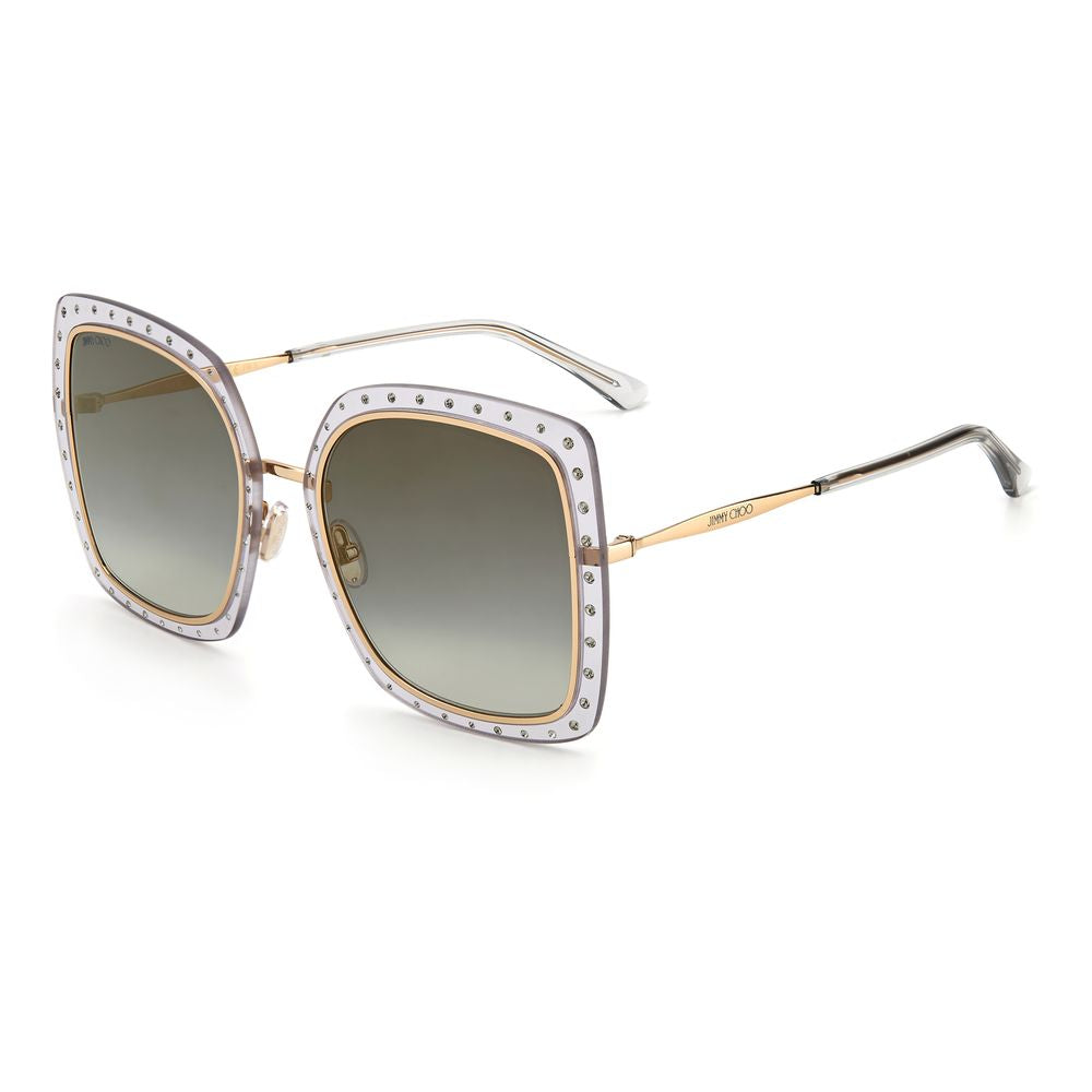 Alt Tag: Jimmy Choo gold metal sunglasses with crystal embellishments, model DANY-S-FT3-FQ, featuring luxurious design and glitter accents.