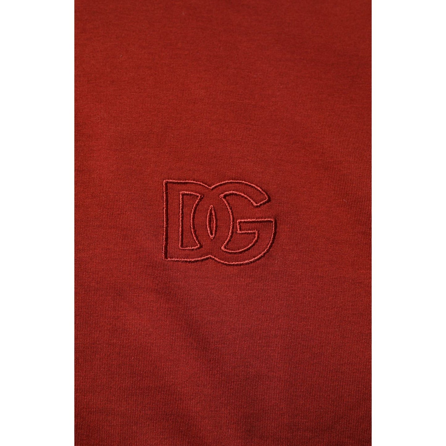 Dolce & Gabbana Red Cotton DG Logo Collared Men Polo T-shirt TSH90013-44