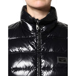 Dolce & Gabbana Black Logo Plaque Full Zip Puffer Jacket JKT41376-42