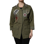 Dolce & Gabbana Military Green Queen Embellished Coat Jacket JKT41387-38