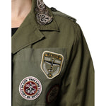 Dolce & Gabbana Military Green Queen Embellished Coat Jacket JKT41387-38