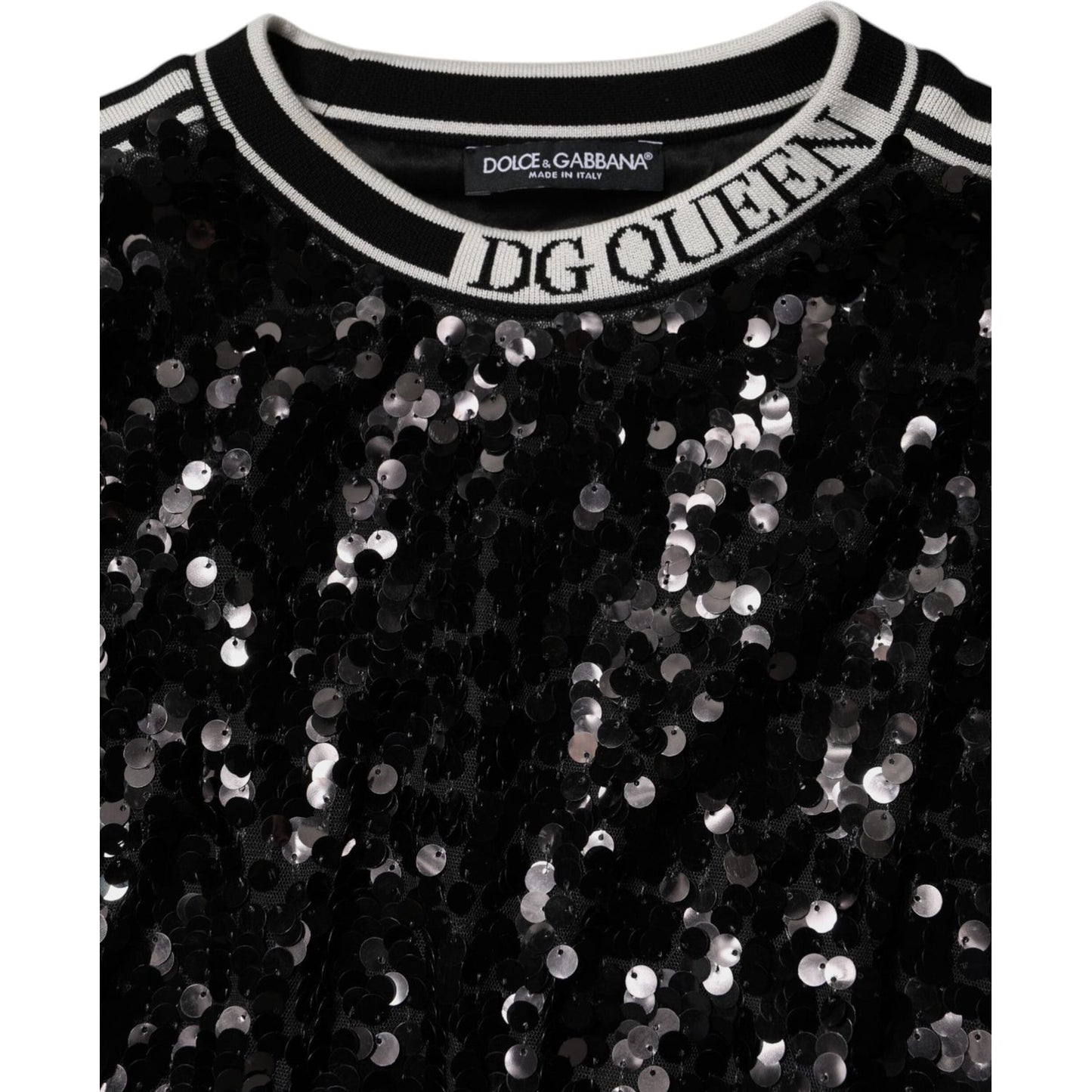Dolce & Gabbana Black DG Queen Sequin Pullover Sweater TSH90082-36