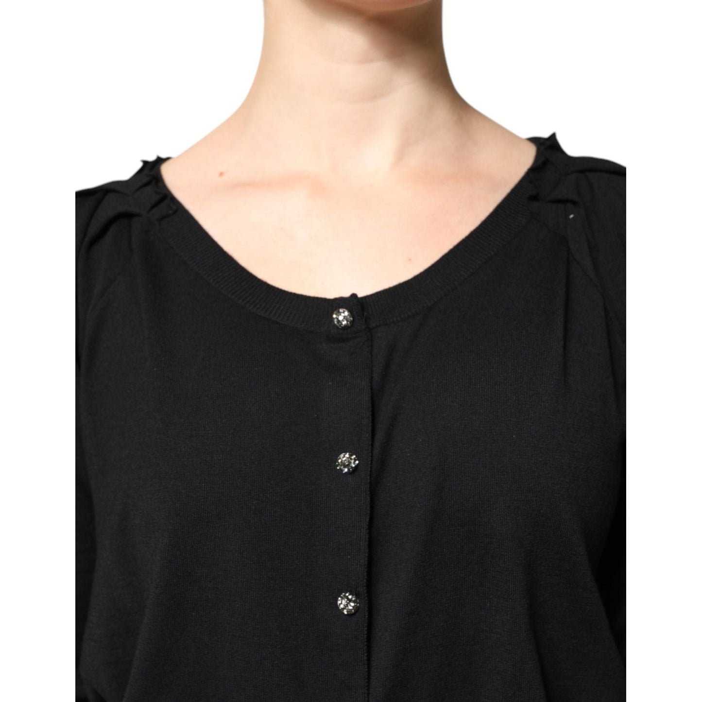 Dolce & Gabbana Black Button Down Short Sleeve Blouse Top TSH90120-50