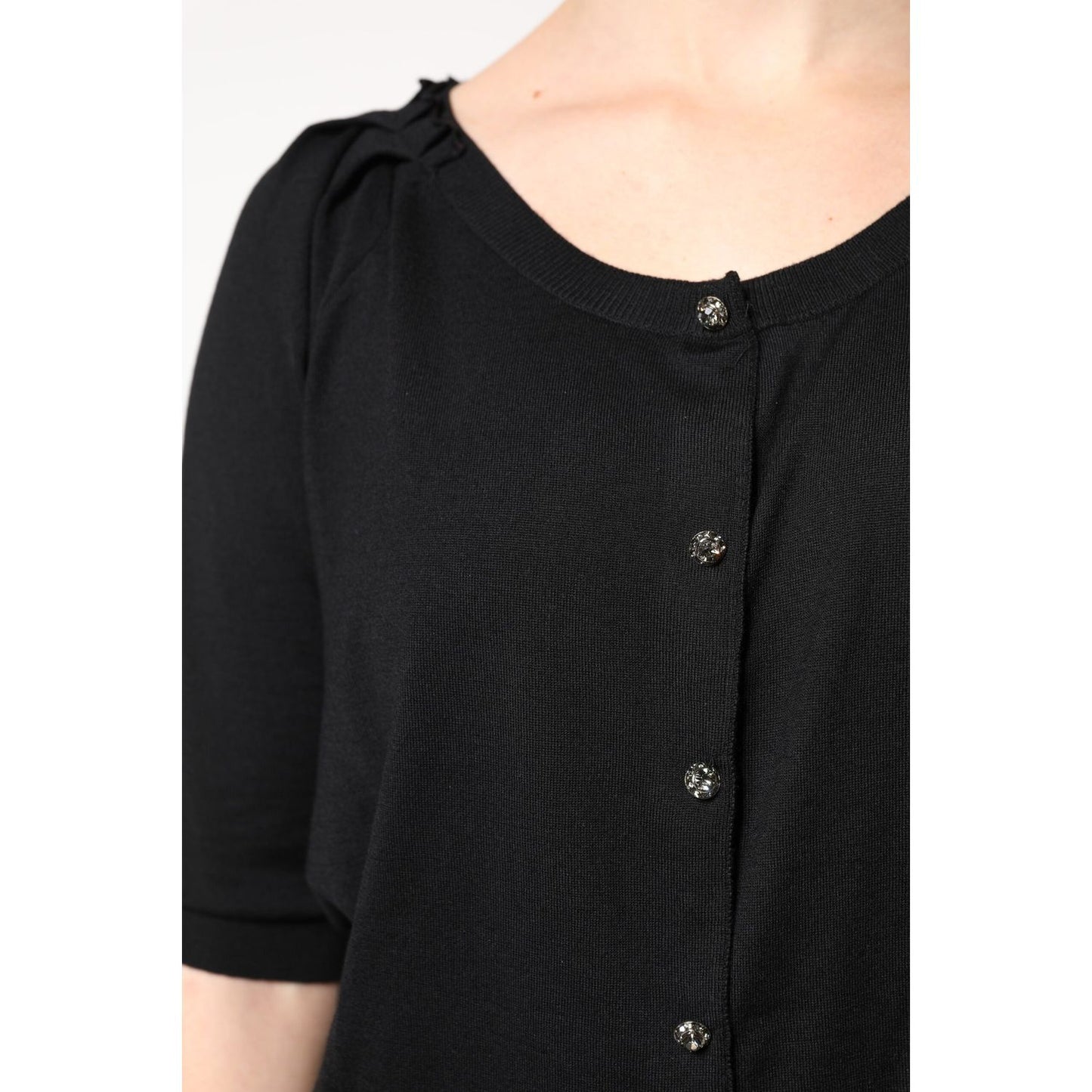 Dolce & Gabbana Black Button Down Short Sleeve Blouse Top TSH90120-50