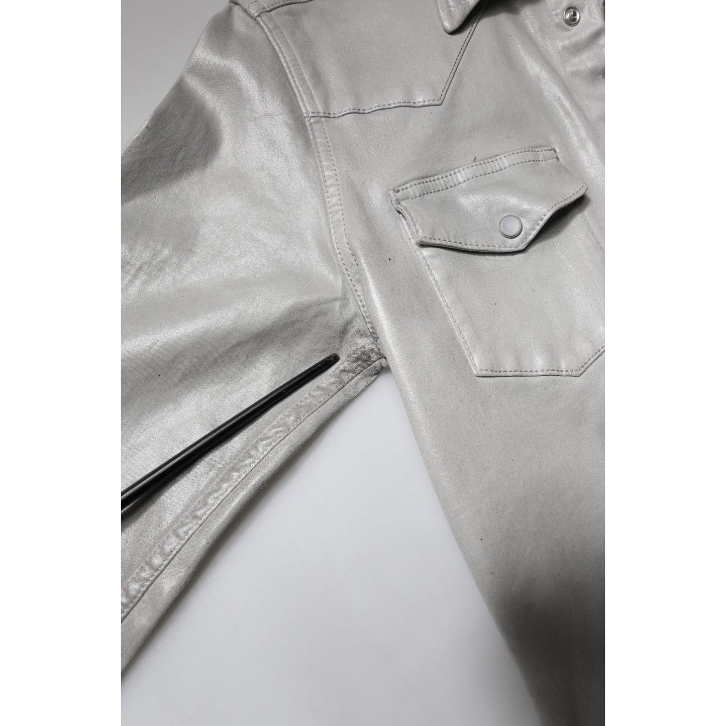 Dolce & Gabbana Metallic Gray Cotton Button Down Shirt TSH878485-37