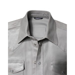 Dolce & Gabbana Metallic Gray Cotton Button Down Shirt TSH878489-41