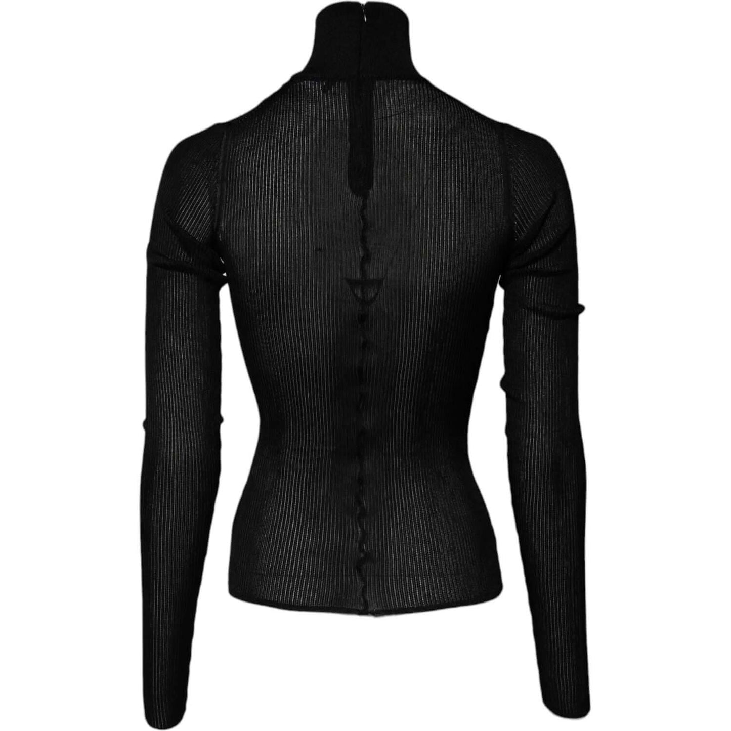 Dolce & Gabbana Black Knit Long Sleeves Turtleneck Slim Top TSH878524-38