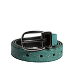 Dolce & Gabbana Green Leather Silver Tone Metal Buckle Belt BEL9288-85
