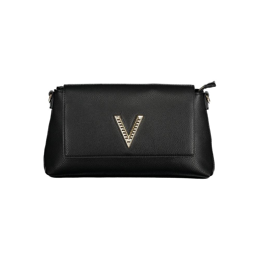 Valentino black polyethylene handbag with logo, adjustable removable shoulder strap, internal pockets, contrasting details.