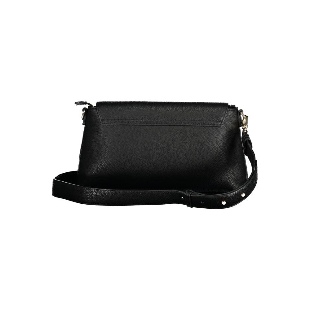 Valentino black polyethylene handbag with adjustable removable shoulder strap, two internal pockets, contrasting zip, logo.
