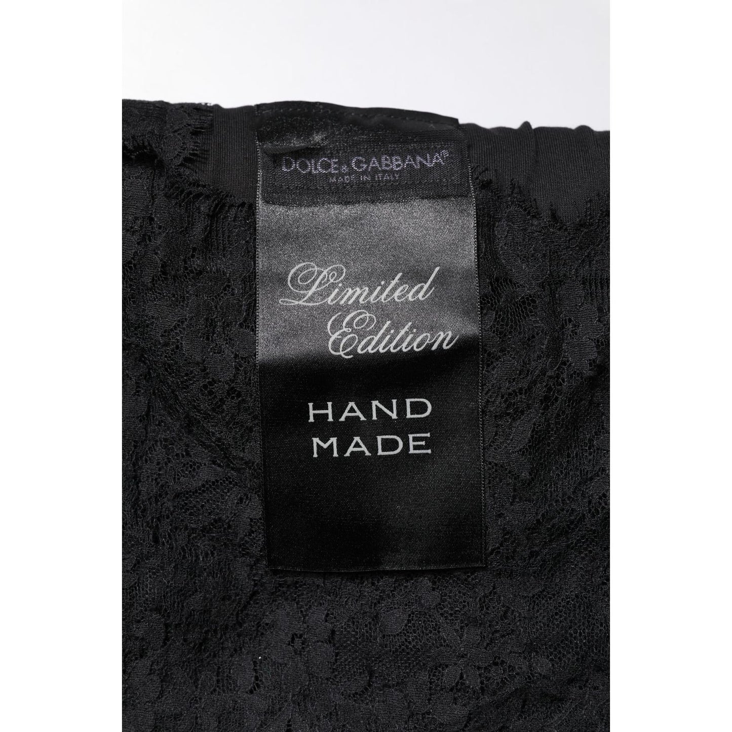 Dolce & Gabbana Black Lace Sheer Sacred Heart Crew Neck Top