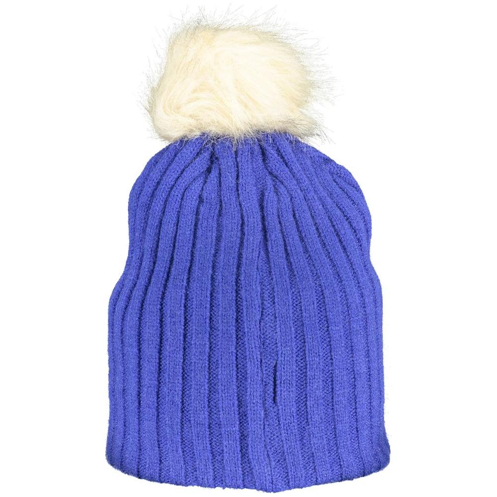 Norway 1963 blue polyester hat with fur pompon, featuring application and logo.