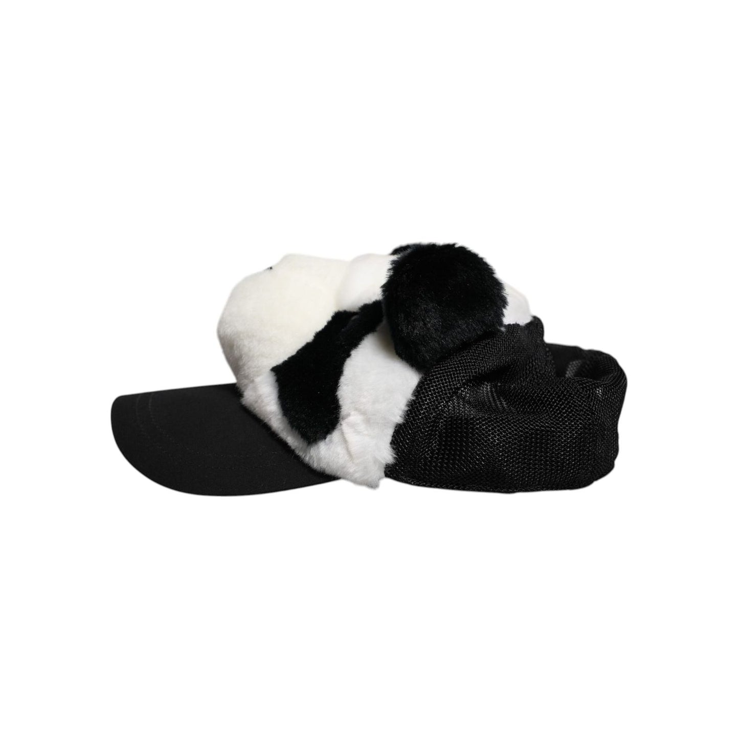 Dolce & Gabbana Black White Panda Fur Women Baseball Cap