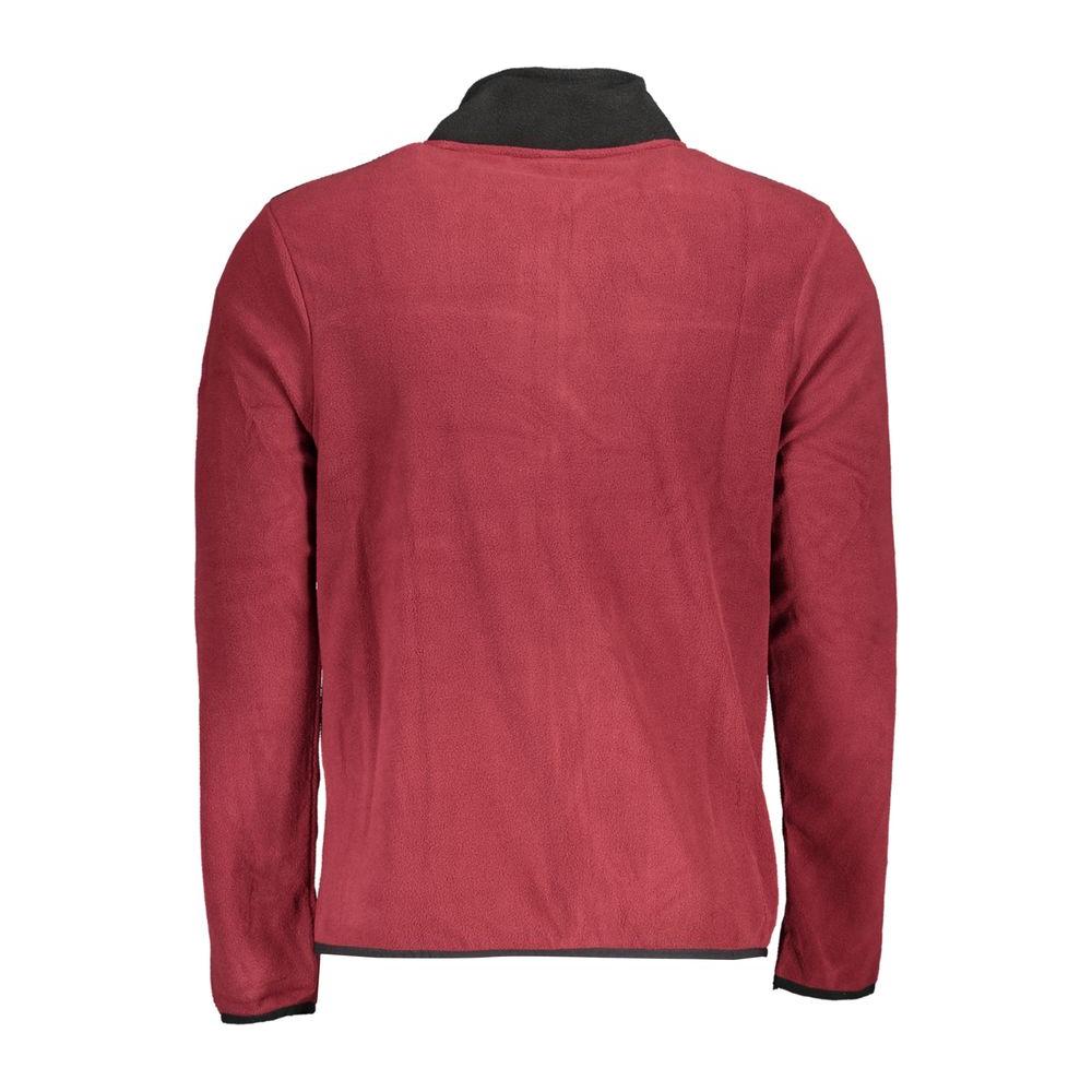 Back view of Norway 1963 purple polyester fleece sweater, featuring long sleeves, zip closure, contrast details, and logo.