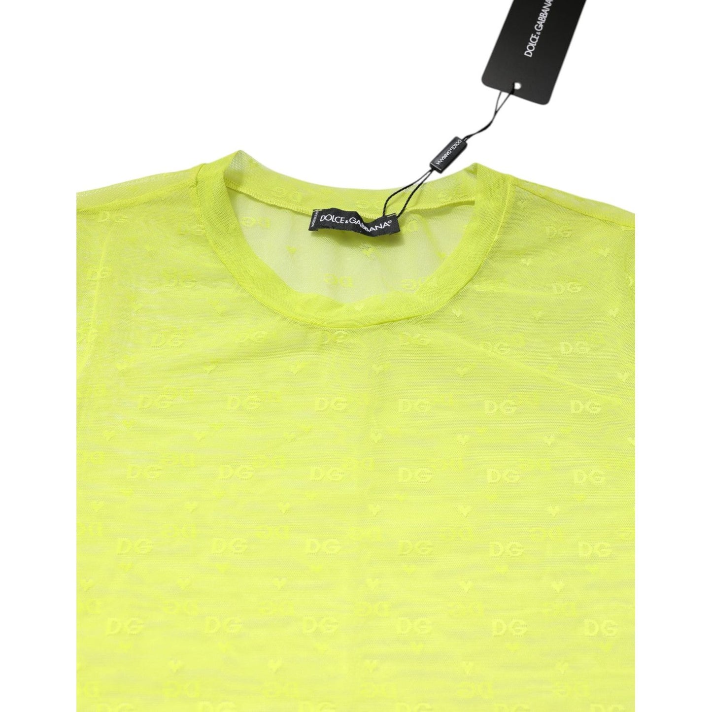Dolce & Gabbana Green Nylon See Through Women Short Sleeves Top TSH878571-2