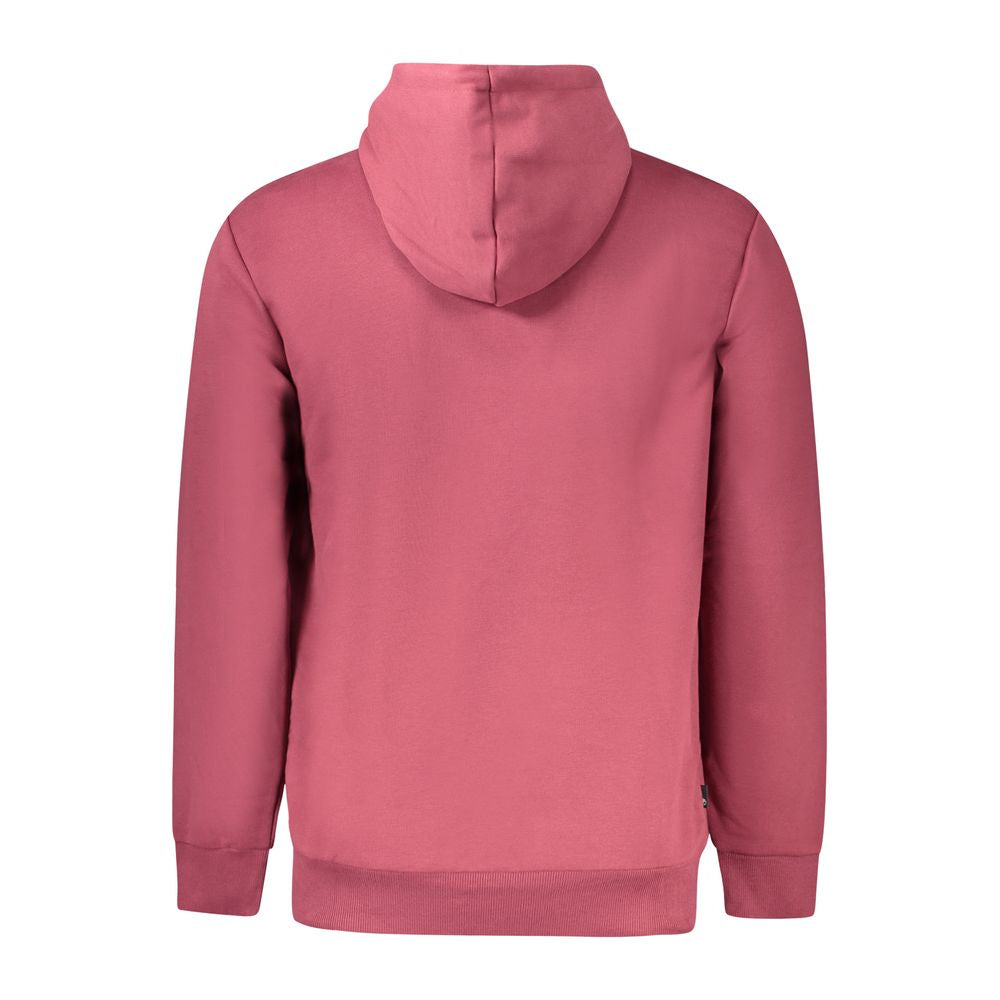 Back view of Timberland purple cotton men's sweater, featuring a hoodie design and classic fit for stylish comfort.