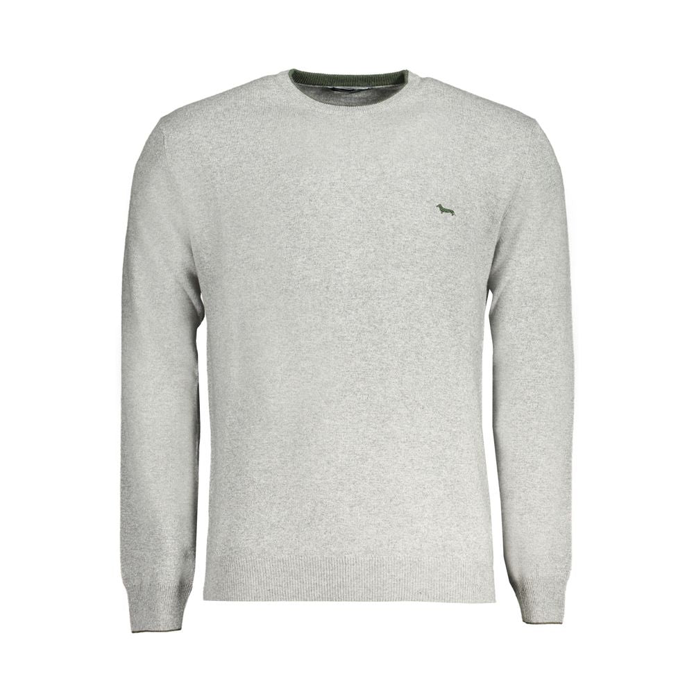 Harmont & Blaine gray cashmere sweater, long-sleeved crew neck pullover with contrast details and embroidered logo.