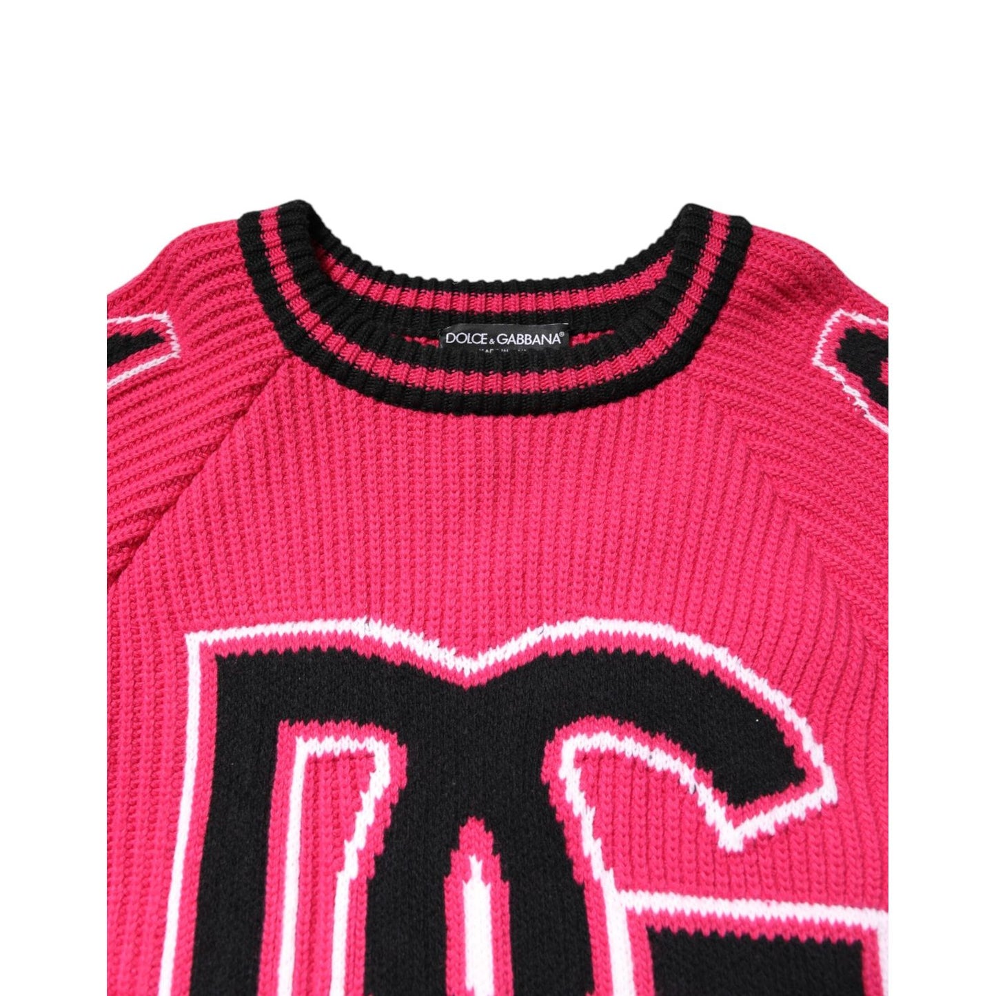 Dolce & Gabbana Pink Cotton Logo Print Knit Pullover Sweater TSH90253-48