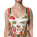 Dolce & Gabbana White Vegetables Sleeveless A-line Dress DR81695-36