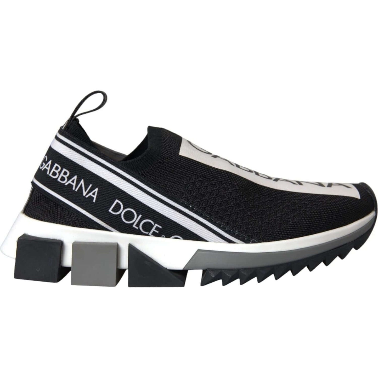 Dolce & Gabbana Sorrento black and white slip-on sneakers with logo and rubber sole