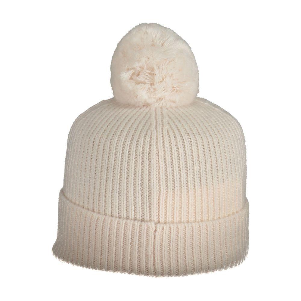 K-WAY pink wool women's hat with pom pom, luxury knitwear for winter fashion, contemporary chic style, 100% wool accessory, warm and stylish.