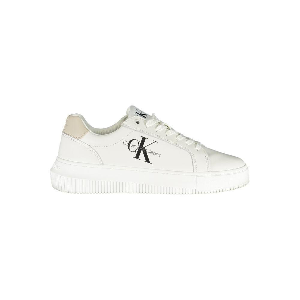 Calvin Klein Chic White Lace-Up Sneakers with Contrast Details