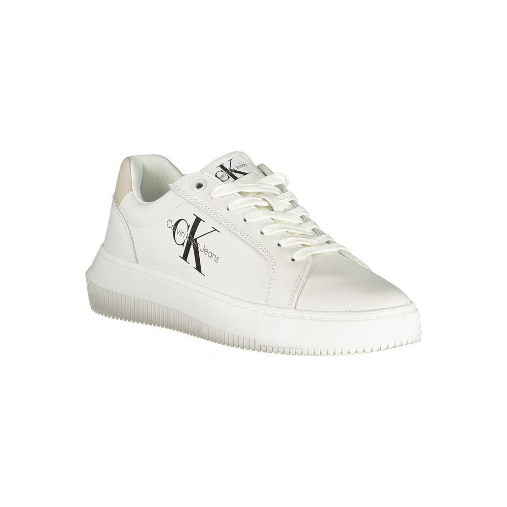 Calvin Klein Chic White Lace-Up Sneakers with Contrast Details