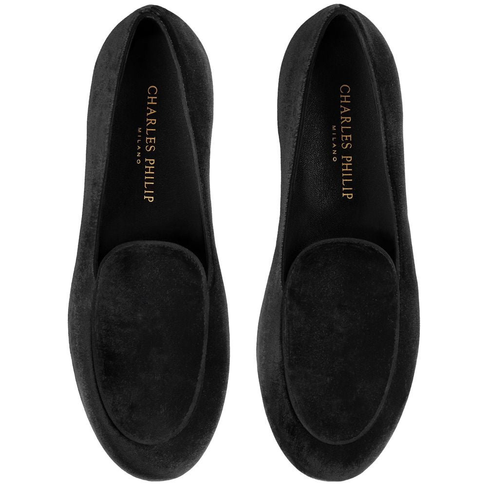 Charles Philip Black Velvet Unisex Loafer CH-15377-EU39.5/US6.5