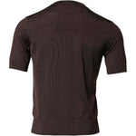 Dolce & Gabbana Brown Silk Logo Embroidery Crew Neck T-shirt TSH90516-48