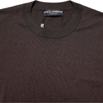Dolce & Gabbana Brown Silk Logo Embroidery Crew Neck T-shirt TSH90516-48