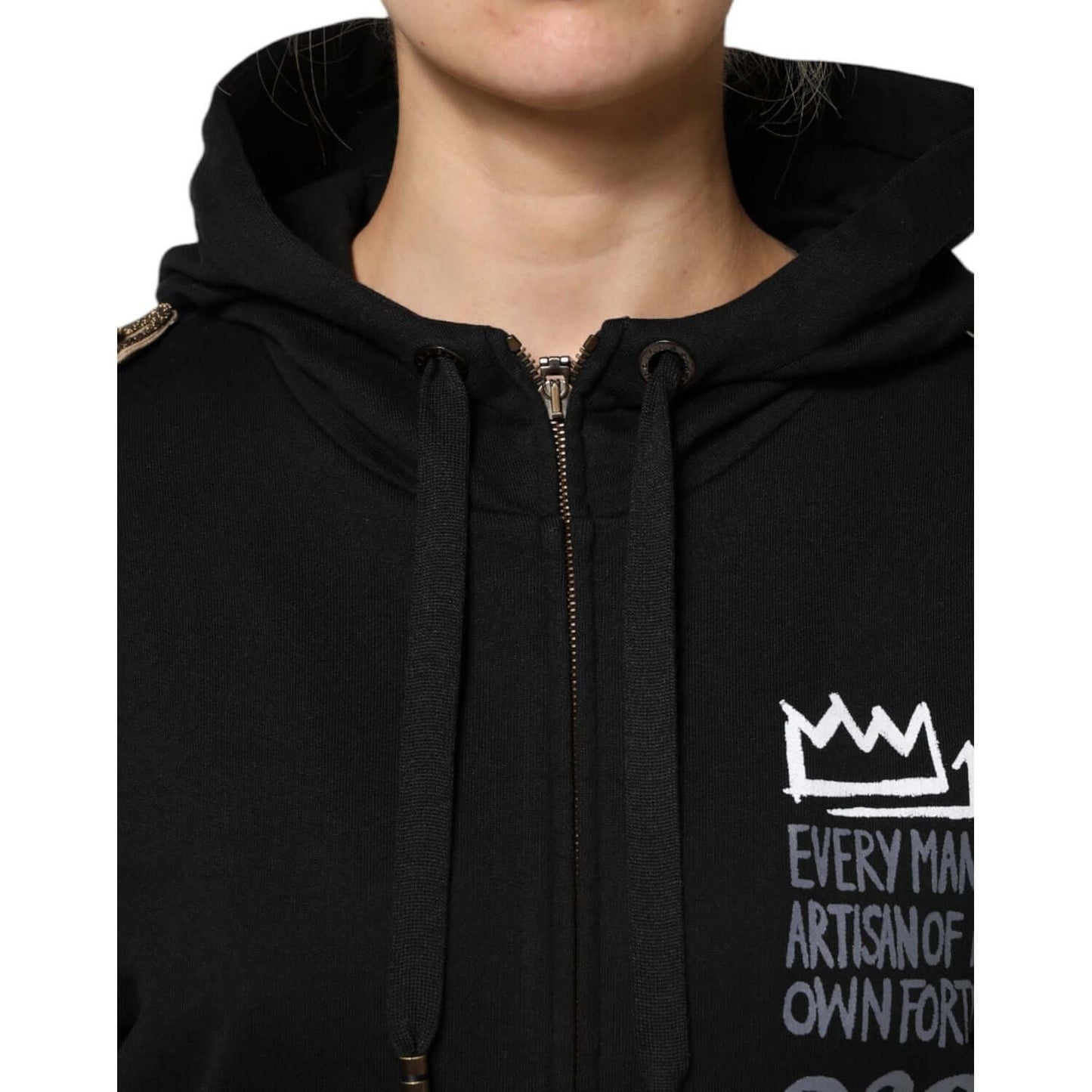Dolce & Gabbana Black Logo Hooded Full Zip Sweatshirt Jacket JKT41297-38