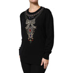Dolce & Gabbana Black Cashmere Crystal Embellished Sweater TSH90484-36