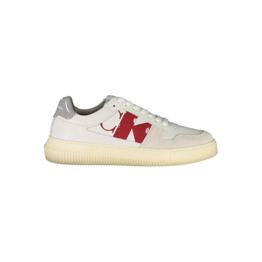 Calvin Klein Sleek White Lace-Up Sneakers with Contrast Details CA-28514-EU40/US7