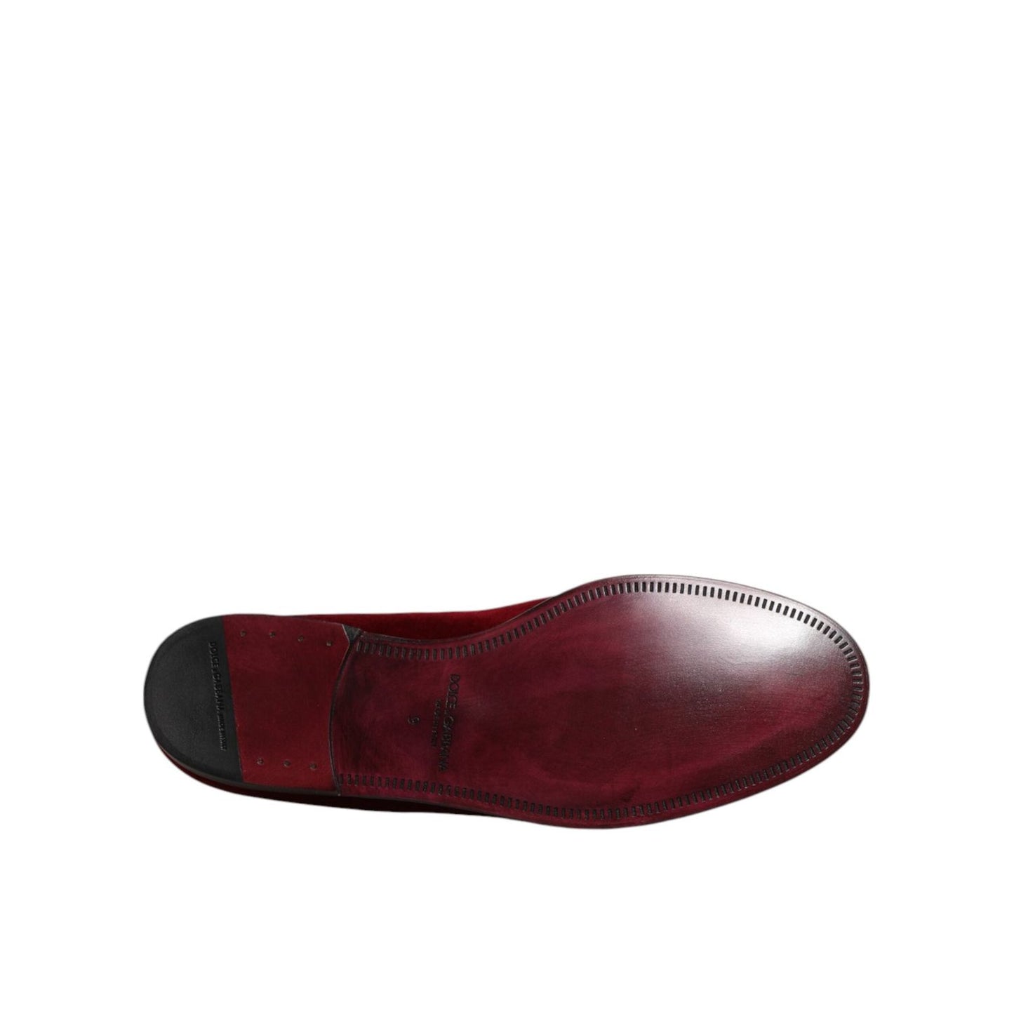 Dolce & Gabbana Red Cotton Velvet Slip On Loafers Formal Shoes MV7281-43