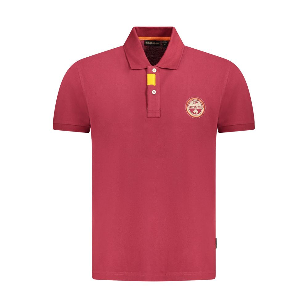 Napapijri Red Cotton Men Polo Shirt NA-35678-S