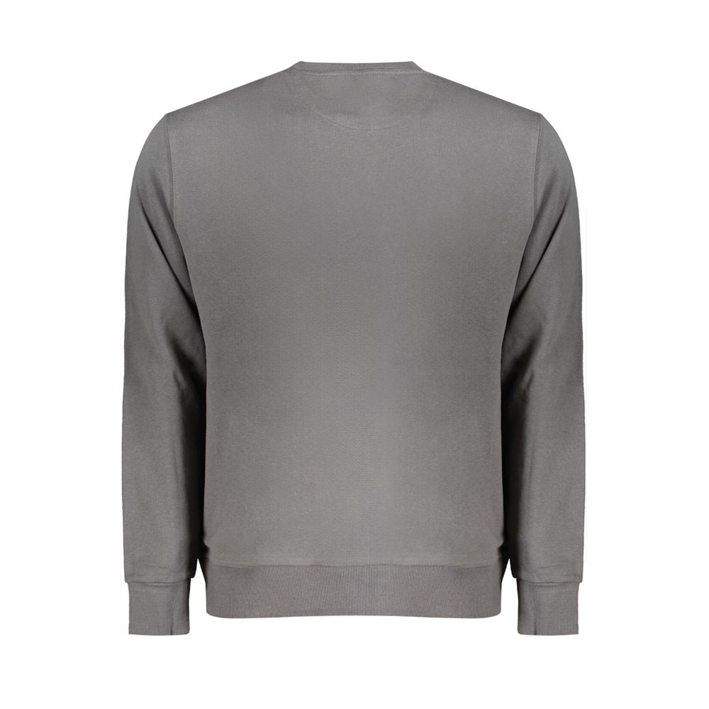 Back view of North Sails Gray Cotton Men Sweater showcasing classic crew neck and long sleeves.