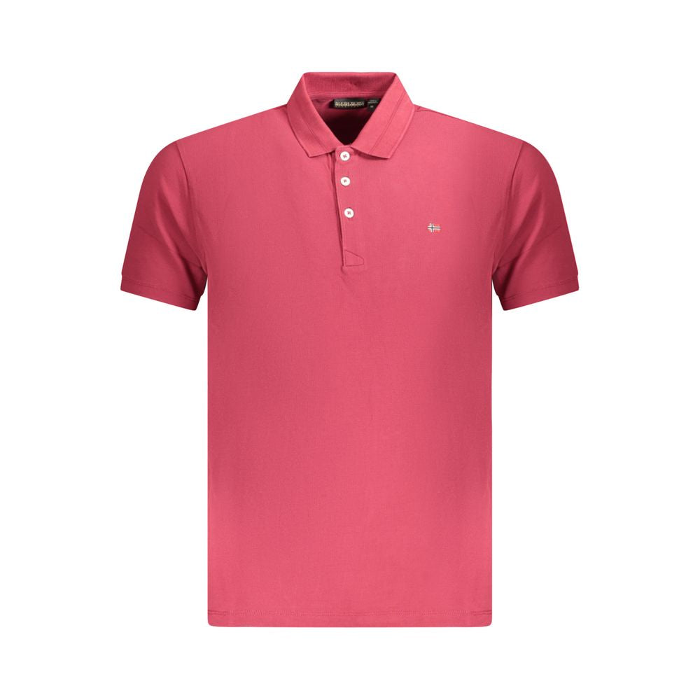 Napapijri Red Cotton Men Polo Shirt NA-35691-S