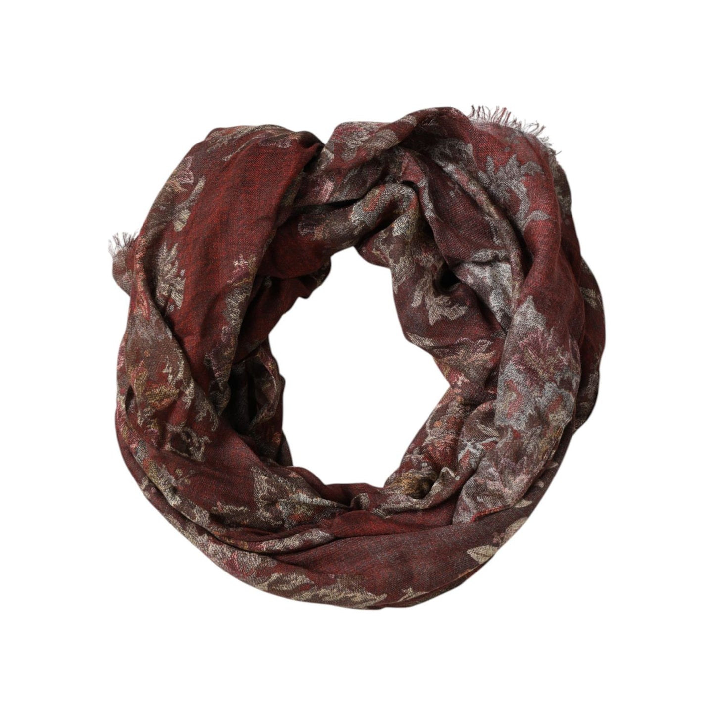 Dolce & Gabbana Maroon Floral Neck Warmer Foulard Scarf