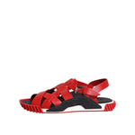 Dolce & Gabbana Red Black Leather Ankle Strap Sandals Shoes