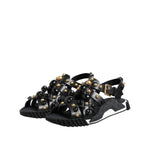 Dolce & Gabbana Black Leather Studded Ankle Strap Sandals Shoes