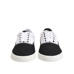 Dolce & Gabbana Black Cotton Canvas Lace Up Men Sneakers Shoes