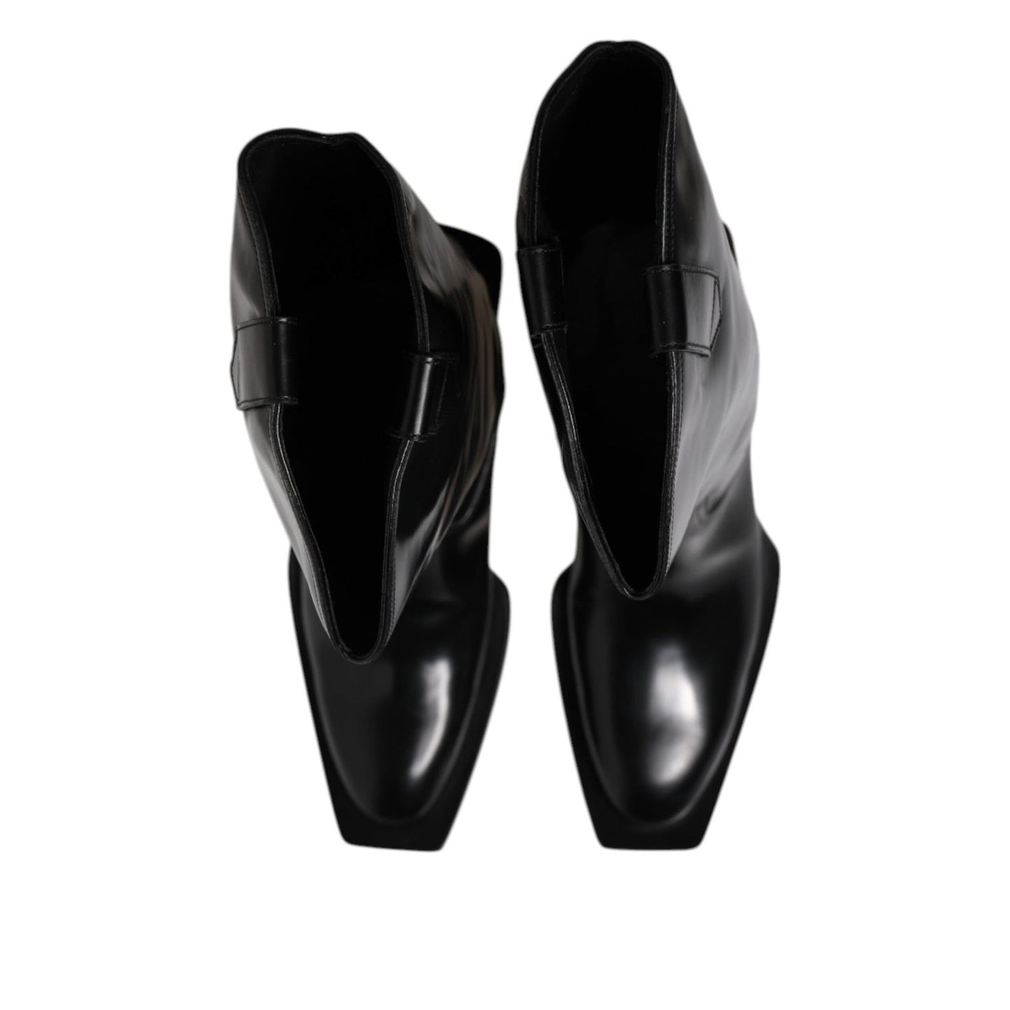Dolce & Gabbana Black Calfskin Leather Logo High Boots Shoes